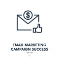 Email Marketing Campaign Success Icon. Newsletter, Envelope, Letter. Editable Stroke. Vector Icon