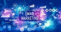 Email marketing concept with technology light background Royalty Free Stock Photo