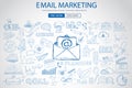 Email Marketing with Doodle design style :sending visual emails Royalty Free Stock Photo