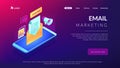 Email marketing isometric 3D landing page. Royalty Free Stock Photo