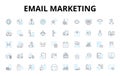 Email marketing linear icons set. Campaigns, Subscribers, Conversion, Automation, Segmentation, Open-rate, Click-through
