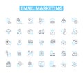 Email marketing linear icons set. Campaigns, Subscribers, Conversion, Automation, Segmentation, Open-rate, Click-through