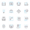 Email marketing linear icons set. Campaigns, Subscribers, Lists, Templates, Automation, Metrics, Strategy line vector