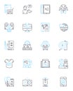 Email marketing linear icons set. Campaigns, Subscribers, Lists, Templates, Automation, Metrics, Strategy line vector