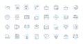 Email marketing linear icons set. Campaigns, Subscribers, Lists, Templates, Automation, Metrics, Strategy line vector