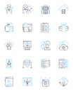 Email marketing linear icons set. Strategy, Segmentation, List, Open-rate, Click-through, Conversion, Automation line