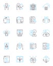 Email marketing linear icons set. Strategy, Segmentation, List, Open-rate, Click-through, Conversion, Automation line Royalty Free Stock Photo