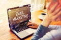 Email marketing with man using a laptop Royalty Free Stock Photo