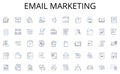 Email marketing line icons collection. Unveiling, Beginning, Kickoff, Introduction, Start, Debut, Release vector and