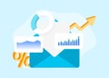 Email Marketing Statistics concept illustration. Analyzing E-mail Digital Marketing Analytics and Key Insights for B2B and B2C E- Royalty Free Stock Photo