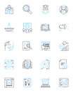 Email media linear icons set. Inbox, Compose, Send, Receive, Attachments, Drafts, Spam line vector and concept signs