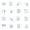 Email media linear icons set. Inbox, Spam, Attachment, Signature, Draft, Compose, Reply line vector and concept signs