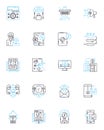 Email media linear icons set. Inbox, Spam, Attachment, Signature, Draft, Compose, Reply line vector and concept signs