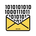 email message with binary code color icon vector illustration Royalty Free Stock Photo