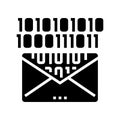 email message with binary code glyph icon vector illustration Royalty Free Stock Photo