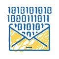 email message with binary code icon doodle illustration Royalty Free Stock Photo