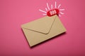 Email message concept, business chat communication. Flat envelope. App Royalty Free Stock Photo