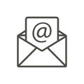 Email message icon vector. Line open mail symbol. Royalty Free Stock Photo