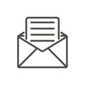 Email message icon vector. Line open mail symbol.