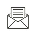 Email message icon vector. Line open mail symbol.