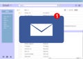 Email message inbox notification on blur screen background