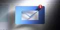 Email message inbox notification on blur screen background. 3d illustration Royalty Free Stock Photo