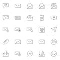 Email, message, mail & letter outline icon set Royalty Free Stock Photo