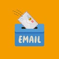 Email, message symbol. Mail envelope drops in the mailbox vector Royalty Free Stock Photo