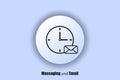 Email and messaging icon. Envelope with hours. the concept of waiting for sending a message, letter. button for sites. Neomorphism