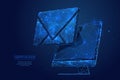 Email on monitor low poly blue
