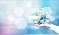 Email network around globe Royalty Free Stock Photo