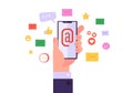 Email Network Marketing Digital Icon Set. Business Global Advertising Content on Mobile Phone Modern Internet Technology