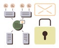 Email Network Security with Lock, Messaging Structure, and Data Encryption Visual Elements Royalty Free Stock Photo