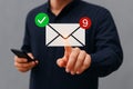email notification alert check inbox unread messages notification green red email icon phone notification Royalty Free Stock Photo