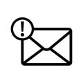 Email, notification, alert icon. Black vector graphics