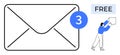 Email Notification Concept with Envelope, Message Count and Free Offer Visual Royalty Free Stock Photo