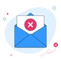 Email notification with an error alert inside blue envelope Royalty Free Stock Photo