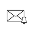 Email notification, icon in line design. Email, notification, alert, message, inbox, communication, mail on white