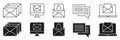 Email and Notification Interface Line and Solid Icon Set. Inbox Messaging, Digital Communication Symbol Collection. Web Royalty Free Stock Photo