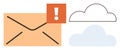 Email Notification Alert with Warning Icon and Cloud Storage Concept Royalty Free Stock Photo