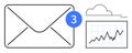 Email Notification with Data Analytics Chart and Cloud Symbol Communication and Digital Trends Royalty Free Stock Photo