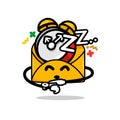 Snoozed email concept. isolated cute mail cartoon face pointing on a watch vector illustration Royalty Free Stock Photo