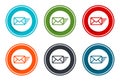 Email option icon flat vector illustration design round buttons collection 6 concept colorful frame simple circle set Royalty Free Stock Photo