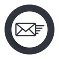 Email option icon flat vector round button clean black and white design concept isolated illustration Royalty Free Stock Photo