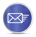 Email option icon prime blue round button vector illustration design silver frame push button Royalty Free Stock Photo