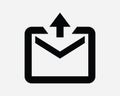 Email Outbox E Mail Send Sent Out Arrow Point Letter Postal Post Envelope Attachment Correspondence SVG Sign Icon Shape Vector