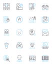 Email outreach linear icons set. Nerking, Prospecting, Pitching, Cold-emailing, Follow-up, Personalization, Relationship