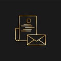 Email, post gold icon. Vector illustration of golden icon