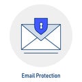 Email Protection GDPR Icon: Secure Email Communication. GDPR email protection, secure email correspondence.