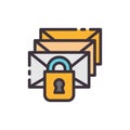 Email protection. Spamming blocker. Vector color icon. Royalty Free Stock Photo